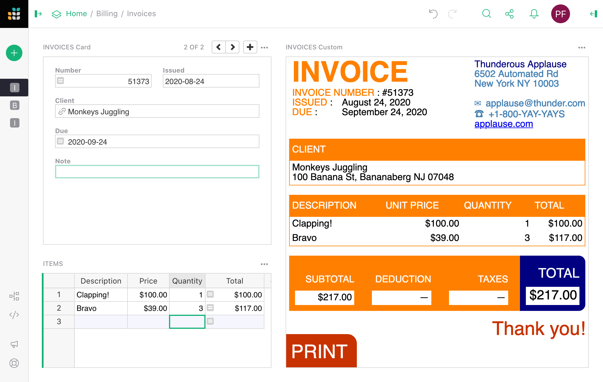 invoice example